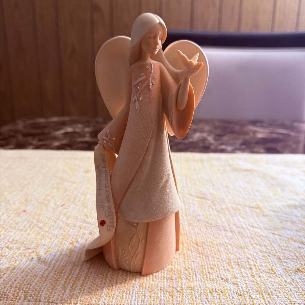 Enesco Foundations July Ruby Angel Figurine 7.5 Inches Karen Hahn